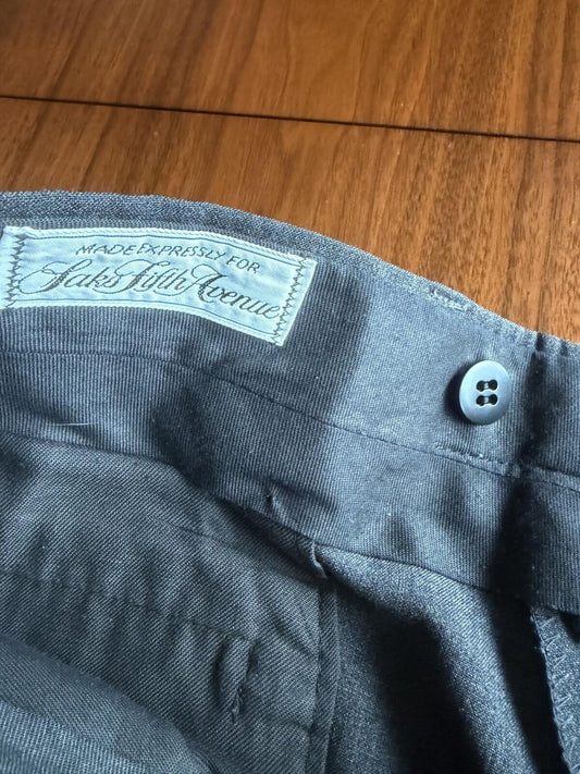 Saks Fifth Avenue Men's Grey Pleated Wool Dress Pants - Size 36