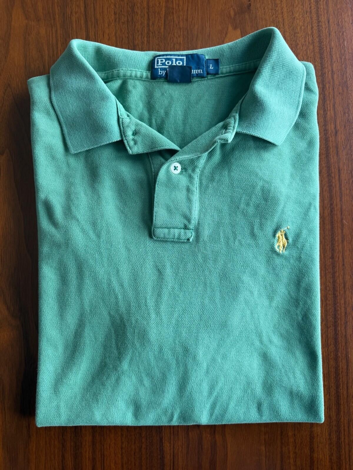 Vintage Polo Ralph Lauren Green Pique Short Sleeve Polo Shirt Men's Large