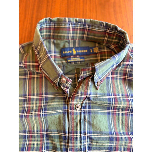 Polo Ralph Lauren Men's Classic Fit Green Plaid Button Down - Size Large