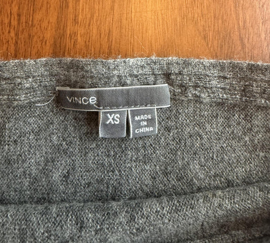 Vince Women's Heather Grey 100% Cashmere Boat Neck Raglan Sweater - Size XS