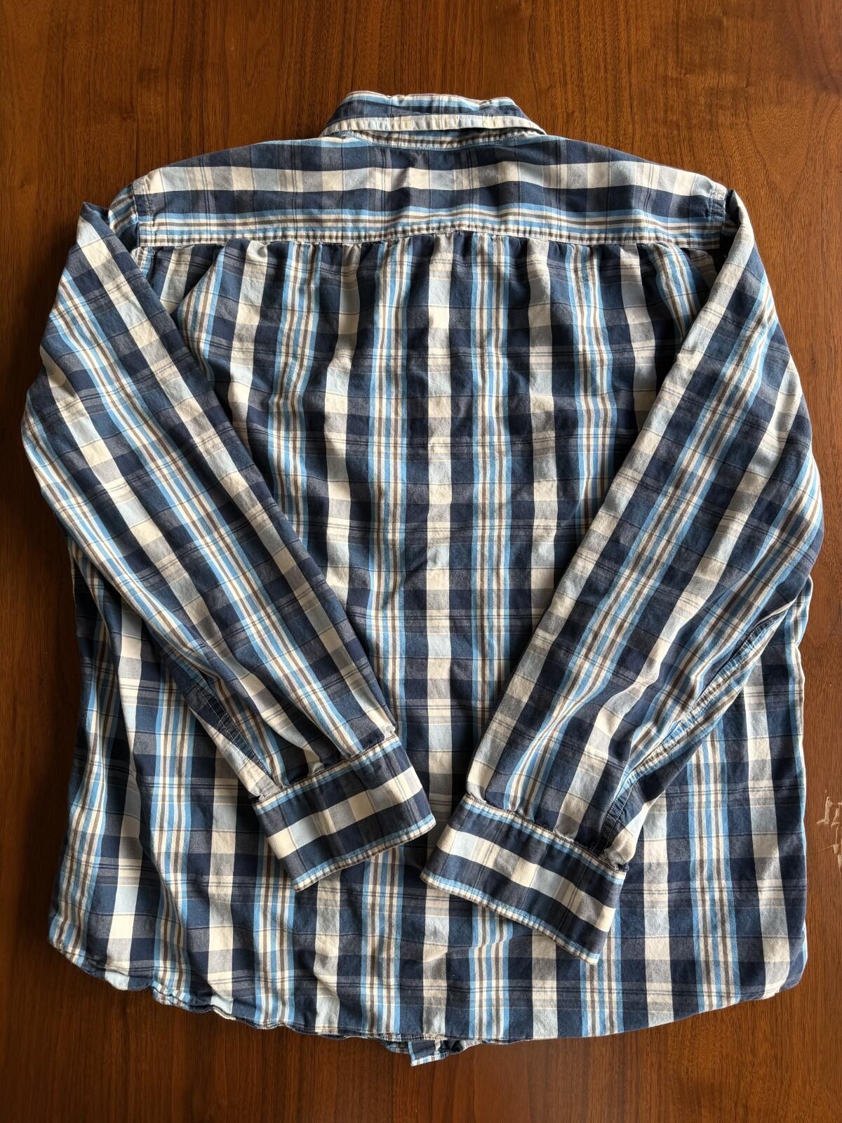J.Crew Men's Blue Plaid Casual Tailored Long Sleeve Button Down - Size XL