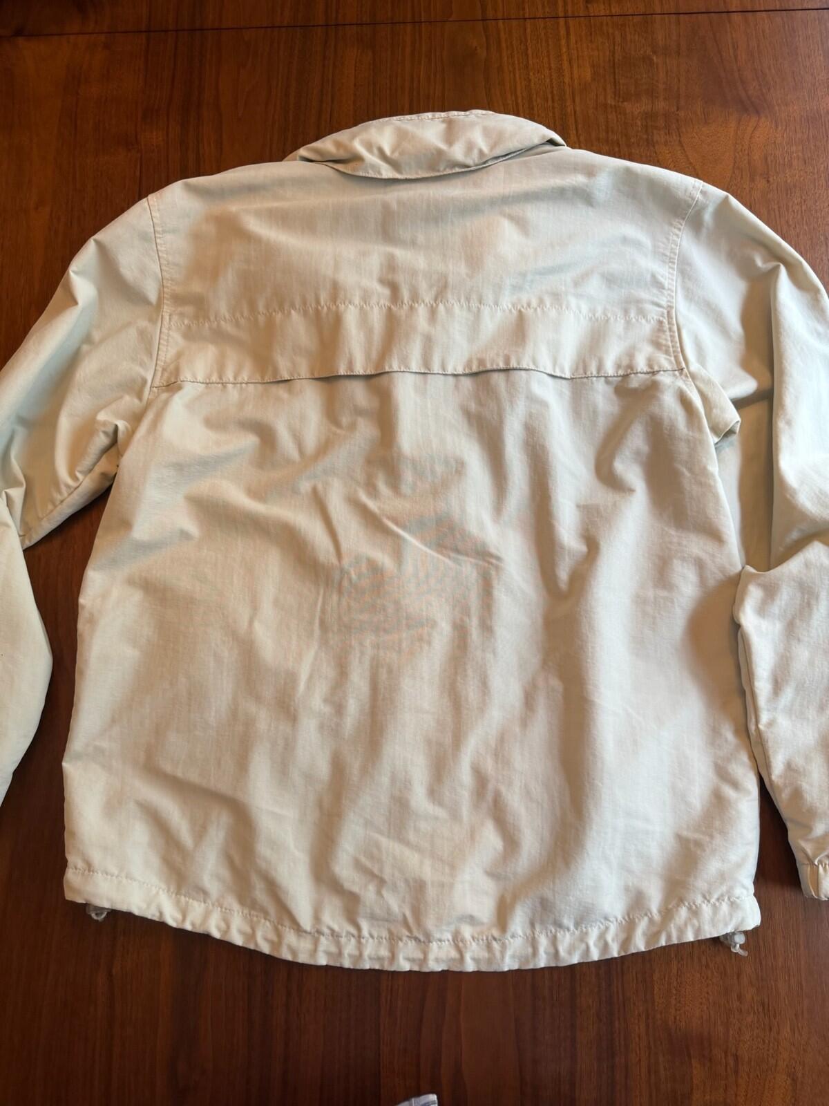 Lands' End Men's Cream Lightweight Windbreaker Mesh Lined - Size M