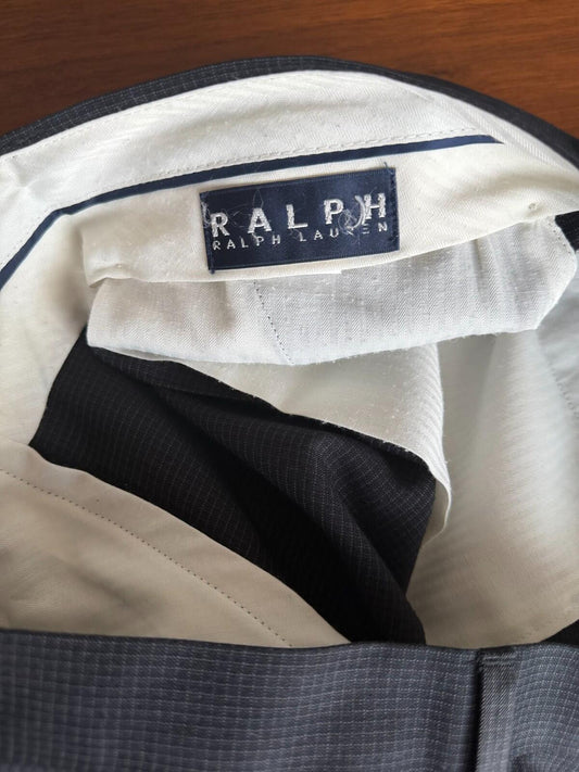 Ralph by Ralph Lauren Men's Pleated Dress Trouser Gray Micro-Check 34x30