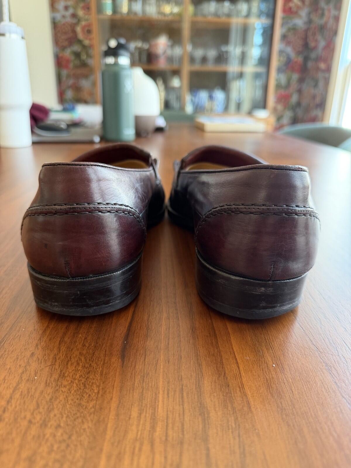 Johnston & Murphy Cellini Brown Leather Kiltie Tassel Loafers 10D Made in Italy