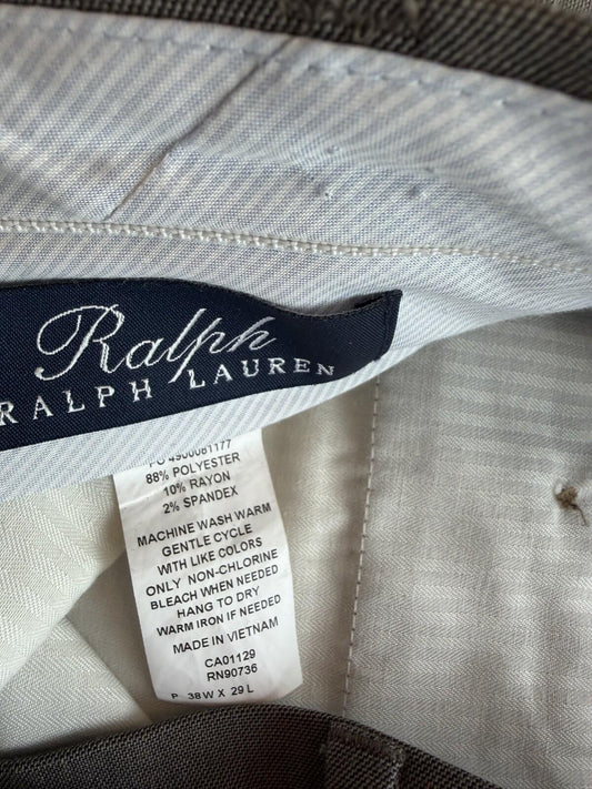 Ralph by Ralph Lauren Men's Light Brown Flat Front Dress Pants - Size 38x29