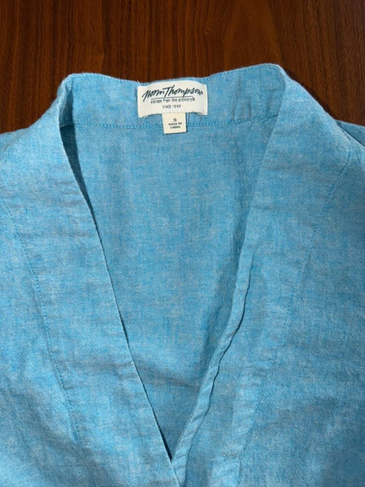 Norm Thompson Women's Blue Linen Blend Jacket - Size S
