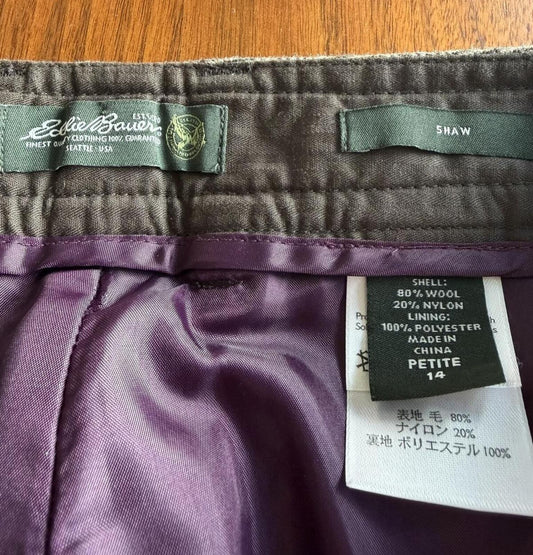 Eddie Bauer Women's Petite Wool Blend Gray Dress Pants - Size 14P