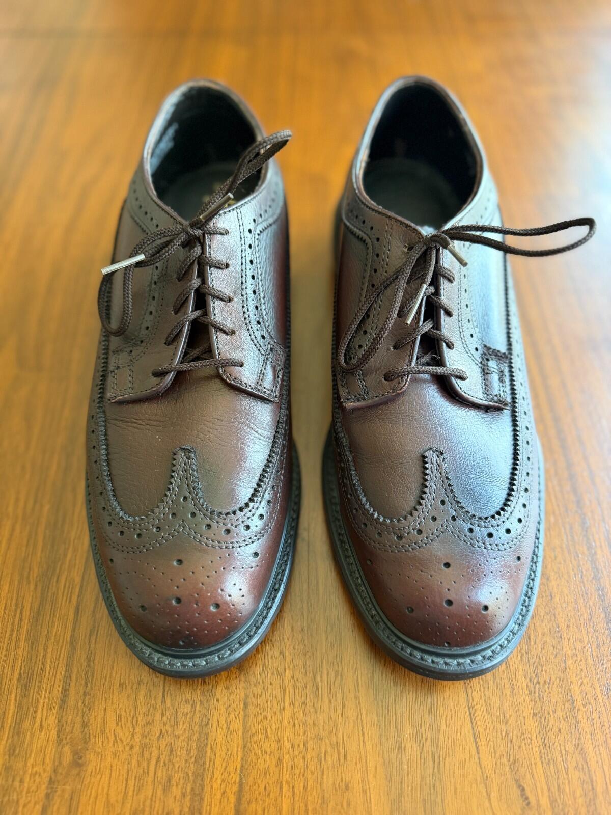 Hitchcock Brown Leather Longwing Brogue Shoes Men's Size 9 Wide
