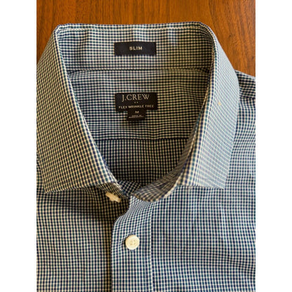 J.Crew Men's Flex Slim Fit Micro-Check Long Sleeve Dress Shirt - Size M