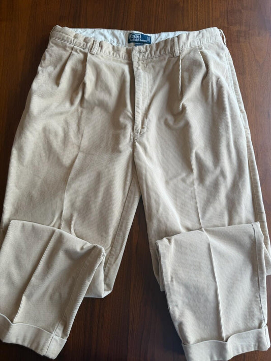 Vintage Polo Ralph Lauren 'Hammond' Pant Pleated Corduroy Trousers - 38x30