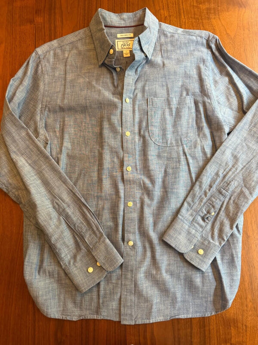 Jos. A. Bank 1905 Collection Tailored Fit Blue Chambray Long Sleeve - Size L