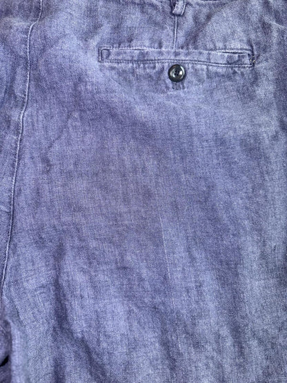 Banana Republic Men's Navy Blue Linen Casual Pleated Shorts - Size 38