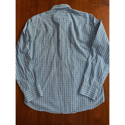 J.Crew Men's Flex Slim Fit Long Sleeve Navy/Teal Plaid Button Down - Size M