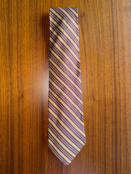Brooks Brothers Vintage Silk Regimental Gold & Burgundy Stripe Tie - USA Made
