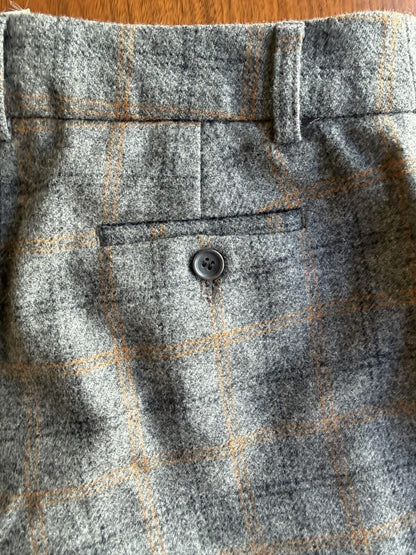 J.Crew Women's Italian Wool Grey Plaid Pants - Size 2