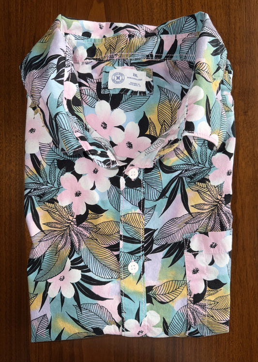Hurley Men's Multicolored Plumeria Hawaiian Shirt - Size XXL