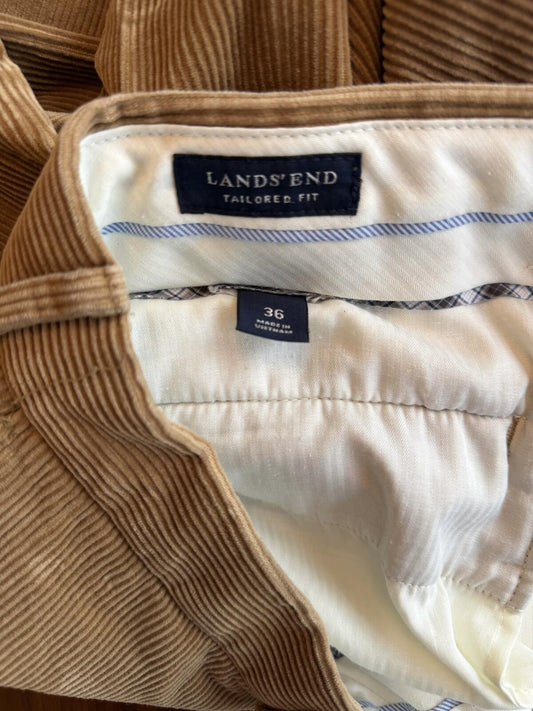 Lands' End Men's Tailored Fit Tan Corduroy Pants - Size 36