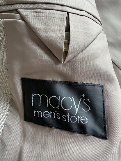 Lauren Ralph Lauren Grey Linen-Blend Two-Button Blazer 36R