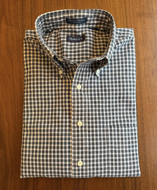 GANT Men’s Black and White Check Button-Down Shirt - Size XL