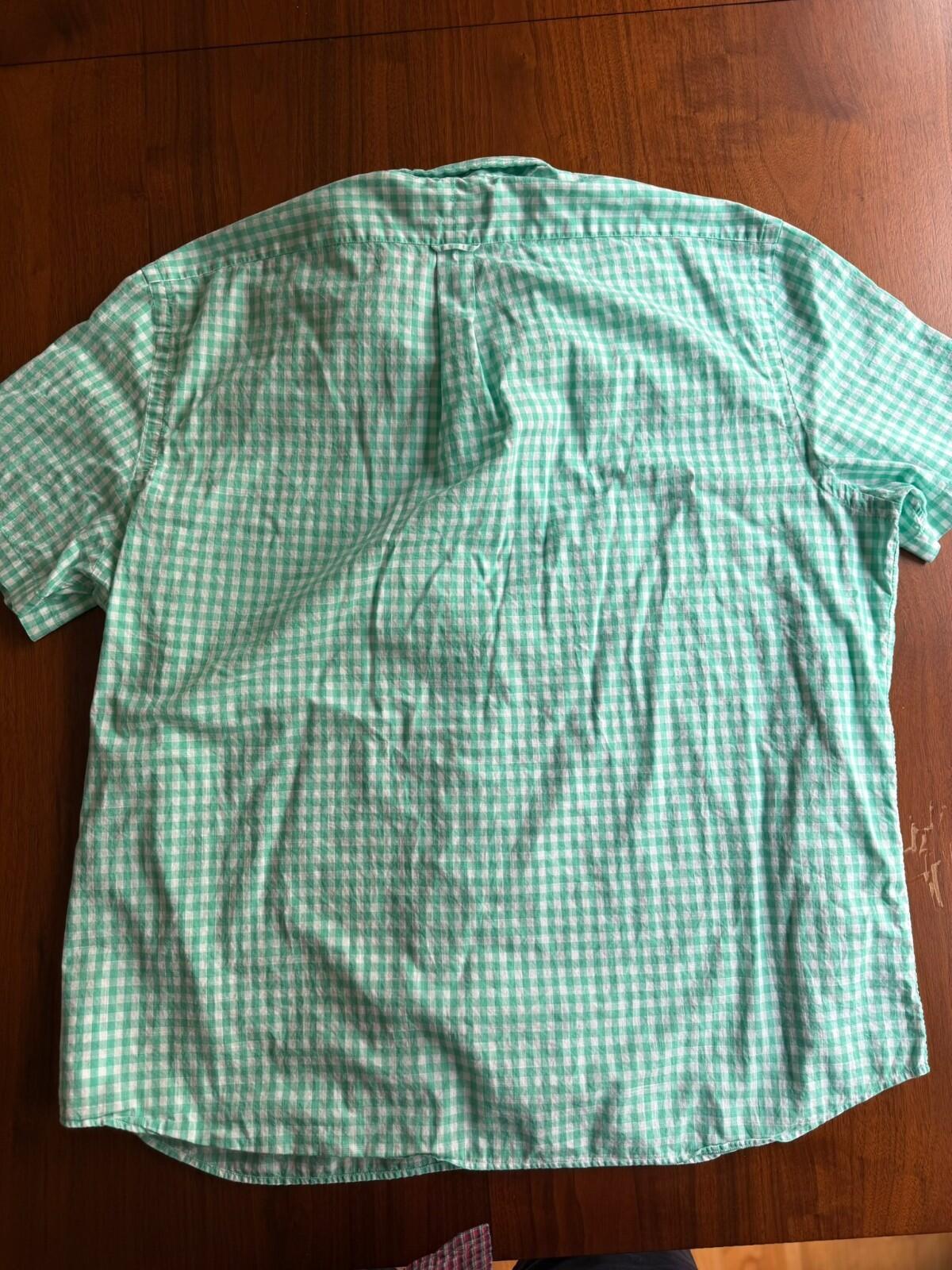 Polo Ralph Lauren Men's  Classic Fit Teal Gingham Short Sleeve Shirt - Size XXL