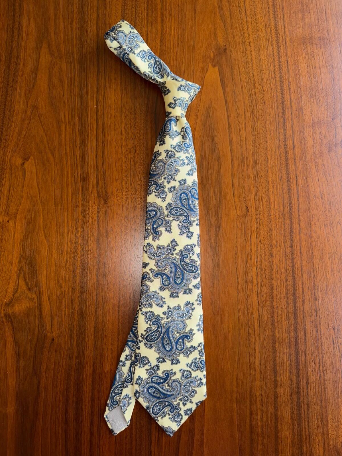 Christian Dior Silk Yellow Paisley Tie