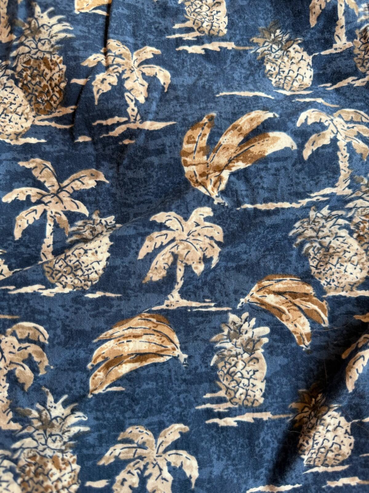 Campia Moda Men's Blue Tropical Palm Button Front Hawaiian Shirt - Size L