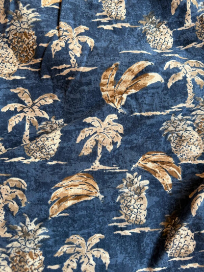Campia Moda Men's Blue Tropical Palm Button Front Hawaiian Shirt - Size L