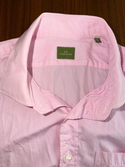 Sid Mashburn Cotton Poplin Pink Small Bengal Stripe Button-Up Shirt, Size 16.5-36