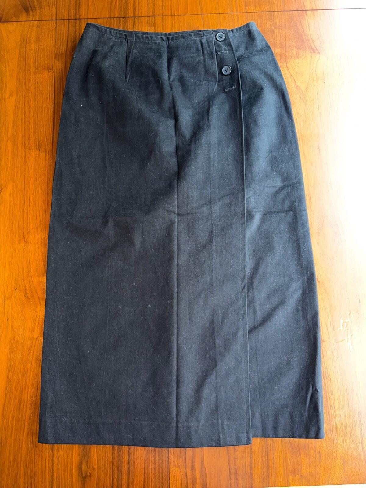 Vintage Talbots Women's 100% Cotton Wrap Skirt Black - Size 12.