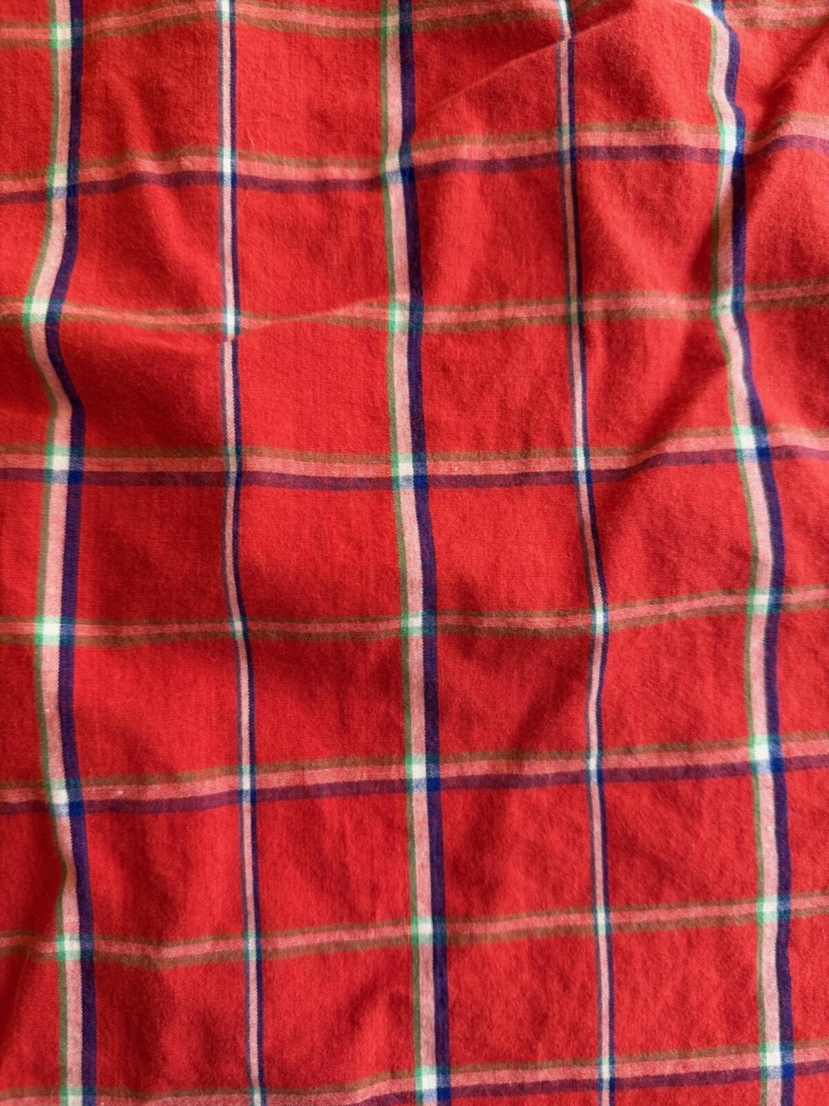 George Gibson's Men's Red Plaid Short Sleeve Shirt 100% Cotton - Size L