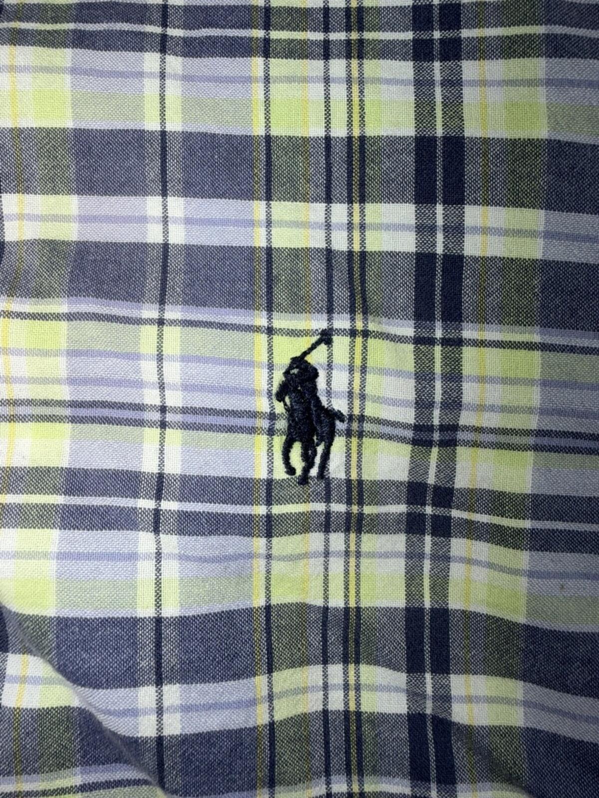 Polo Ralph Lauren Men's Blake Navy Plaid Short Sleeve Button-Front Shirt -Size L