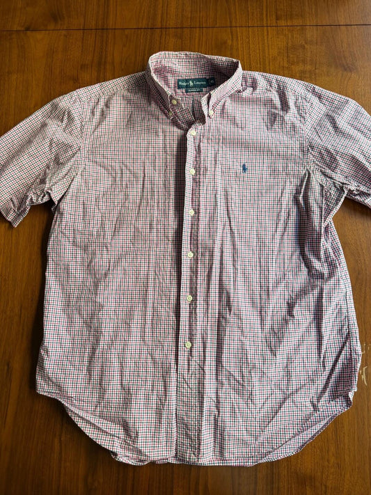 Polo Ralph Lauren Men's Classic Fit Pink/Blue Gingham Plaid SS Shirt - Size XL