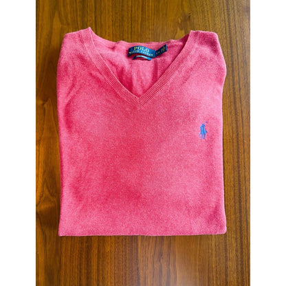 Polo Ralph Lauren Men's Red V-neck Pima Cotton Sweater - Size L