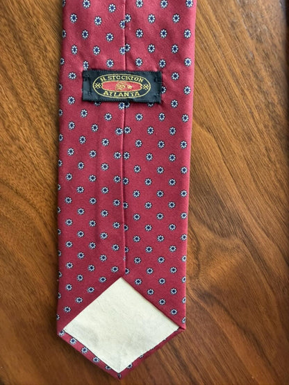 H. Stockton Atlanta Red Floral Pattern Silk Tie
