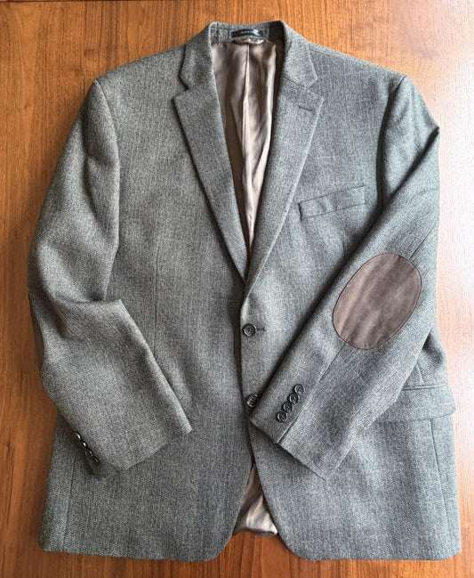 Lauren Ralph Lauren Men's Gray Herringbone Wool Blazer w/Elbow Patches - S 46R