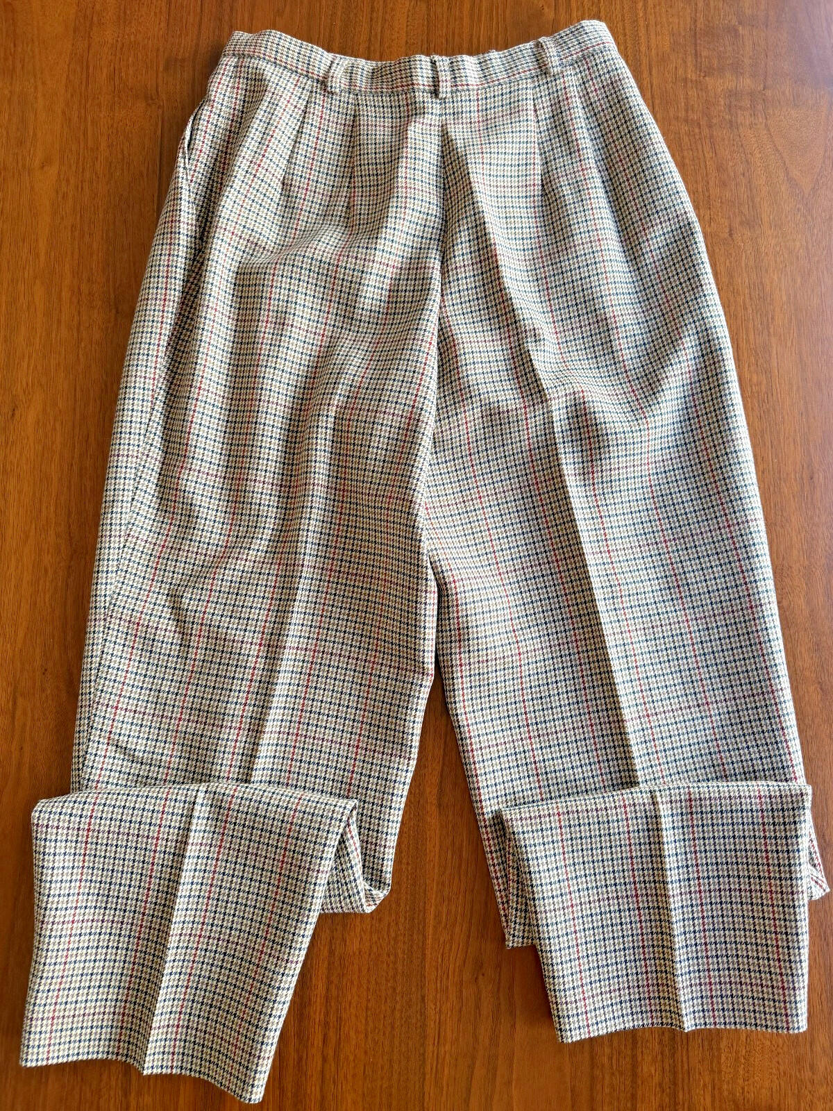 Vintage Charter Club Women's Wool High Rise Pleated Houndstooth Pants - Size 8P