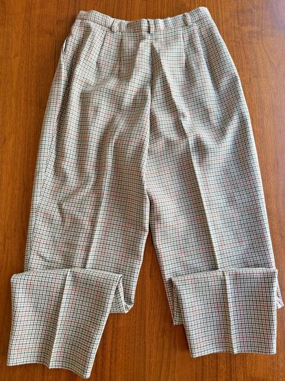 Vintage Charter Club Women's Wool High Rise Pleated Houndstooth Pants - Size 8P