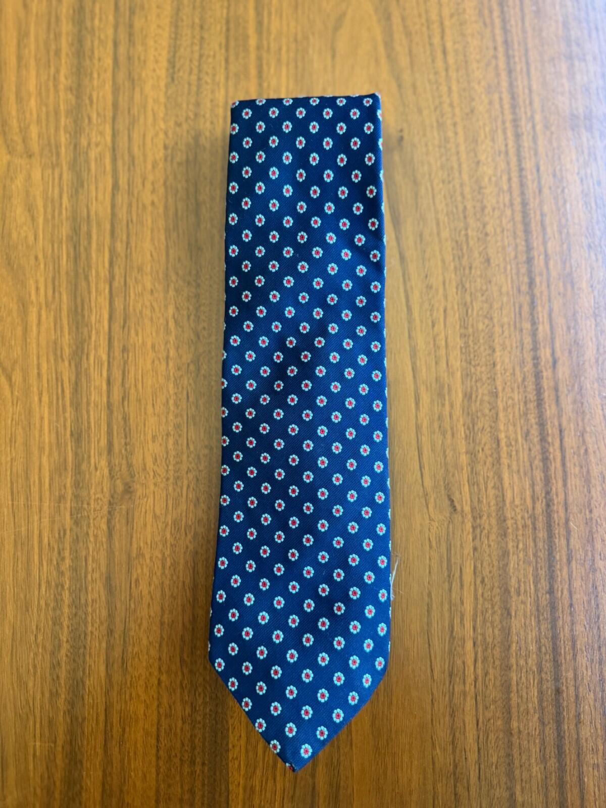 Burt Pulitzer for Career Shop Rich's Navy Blue Floral Medallion Silk Blend Tie