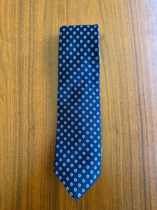 Burt Pulitzer for Career Shop Rich's Navy Blue Floral Medallion Silk Blend Tie