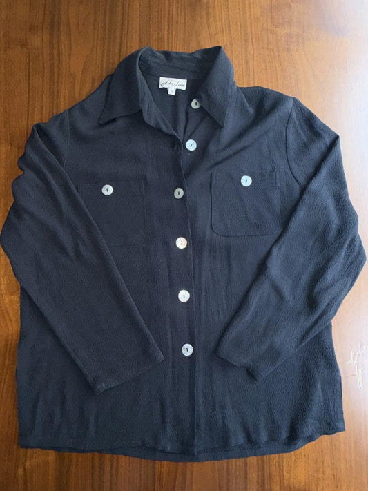 Vintage Harlow Women's Black Textured Blouse - Size S