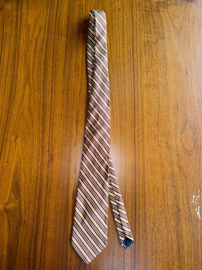 Brooks Brothers Vintage Silk Regimental Gold & Burgundy Stripe Tie - USA Made