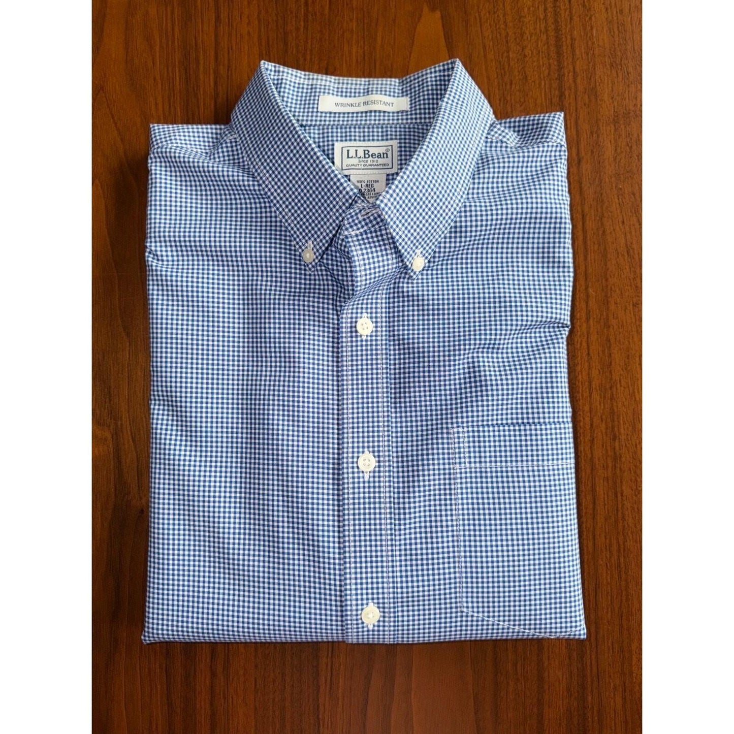 L.L. Bean Men's Wrinkle-Resistant Short-Sleeve Gingham Button-Down - Size Large