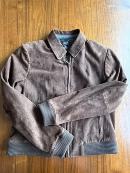 Talbot's Brown Suede Bomber Jacket - Size 14P