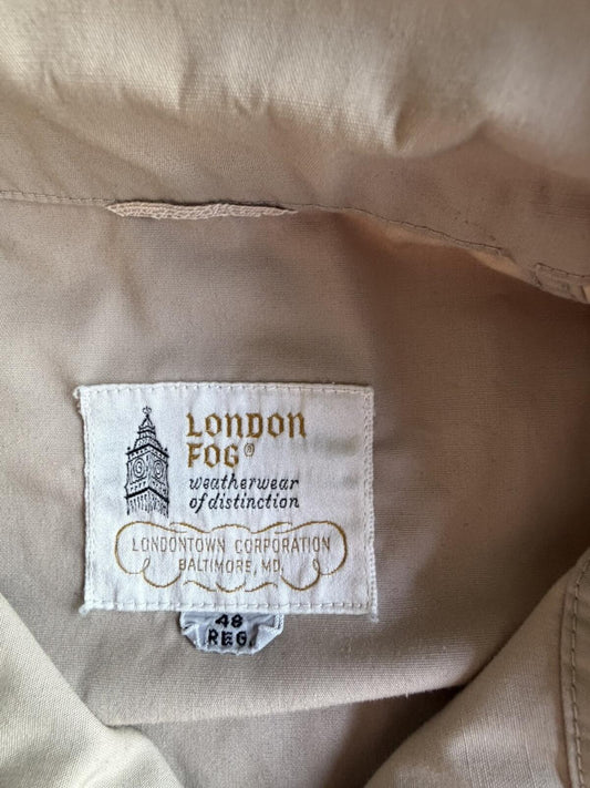 Vintage London Fog Beige Lightweight Zip Jacket - Size 48 REG