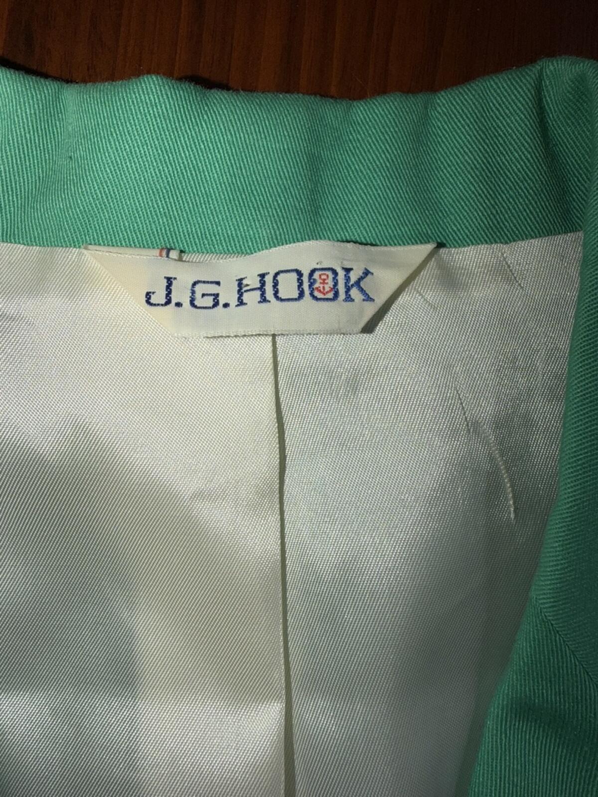 Vintage J.G. Hook Women's Teal Green Two-Button Jacket - Size 12