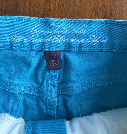 Gloria Vanderbilt Women's All Around Slimming Effect Turquoise Shorts - Size 12