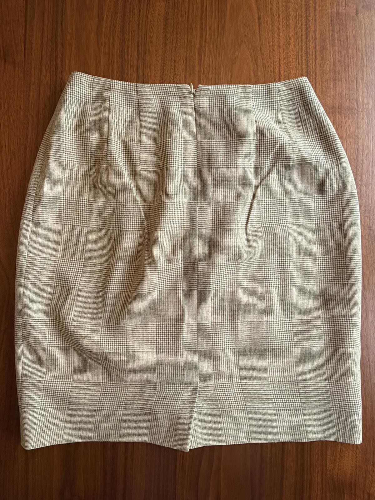 Linda Allard Ellen Tracy Wool Blend Brown Plaid Skirt - Size 4