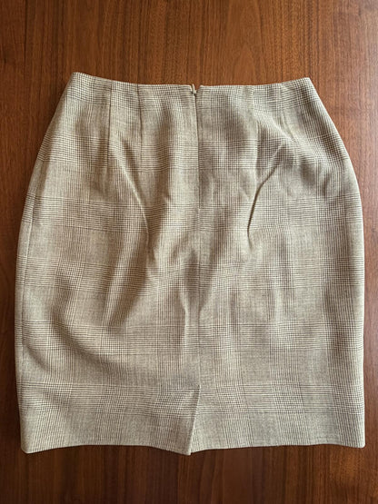 Linda Allard Ellen Tracy Wool Blend Brown Plaid Skirt - Size 4