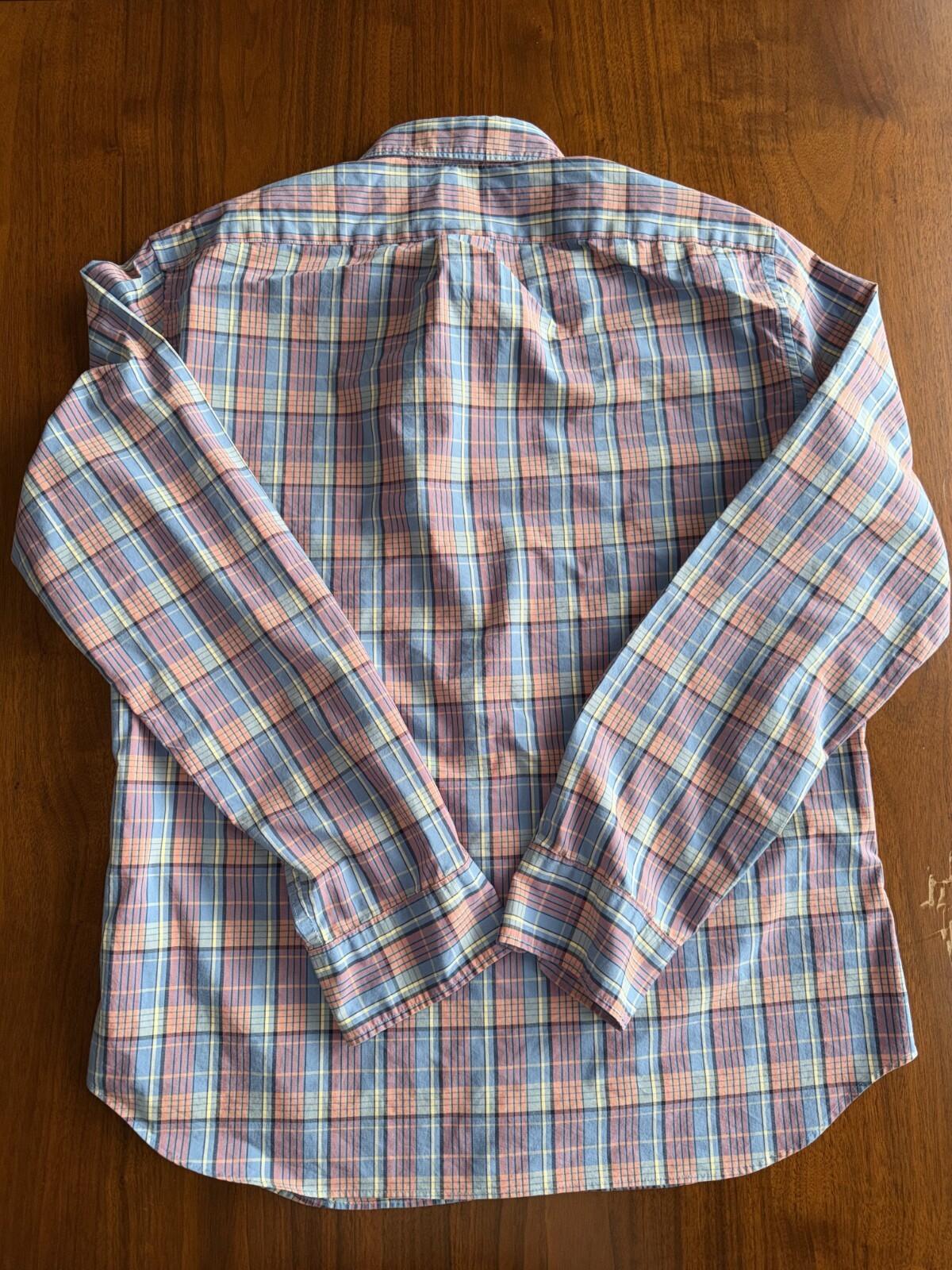 J.Crew Men's Secret Wash Lightweight Stretch Pink Plaid Button-Down - Size L