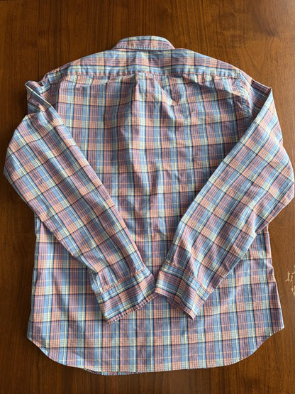 J.Crew Men's Secret Wash Lightweight Stretch Pink Plaid Button-Down - Size L